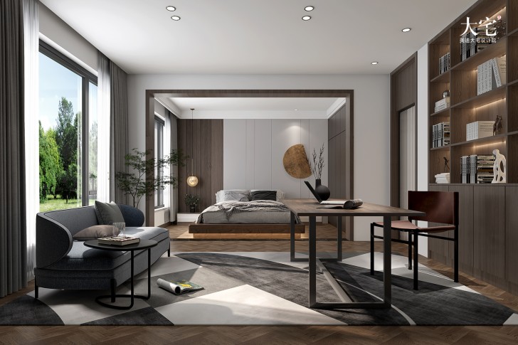 橘郡禮頓山620平方米中式風格案例效果圖-起居室