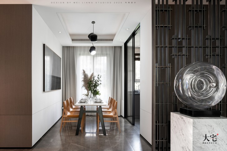 邯鄲保利185平方米現代輕奢風格樣板間案例效果圖-餐廳