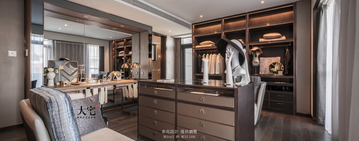云南拾翠沉香483平方米新中式風格樣板間案例效果圖-衣帽間