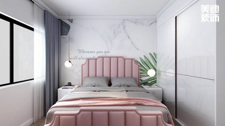 君合天璽99平方米北歐風(fēng)格案例效果圖—臥室