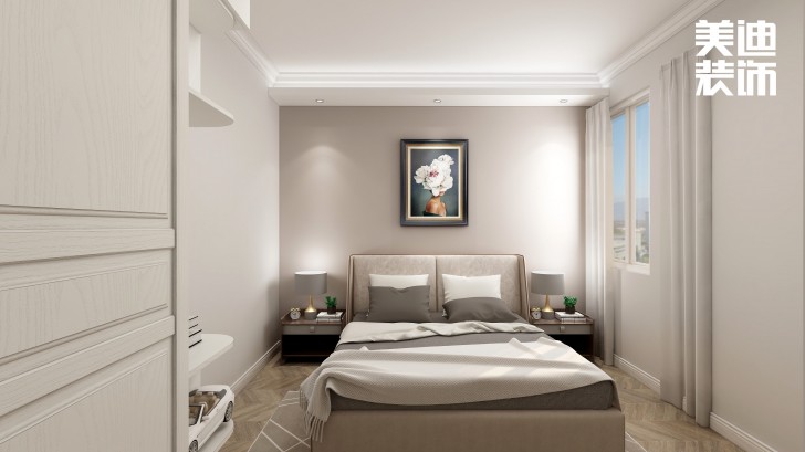 高鐵芯城120㎡法式風格案例效果圖—臥室