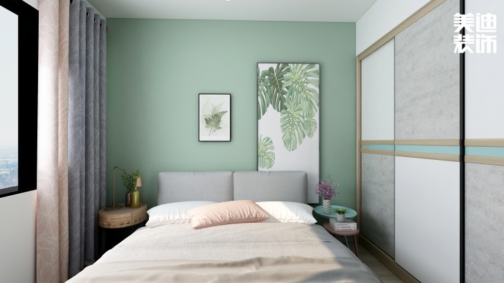 江山帝景95㎡北歐風格案例效果圖—臥室