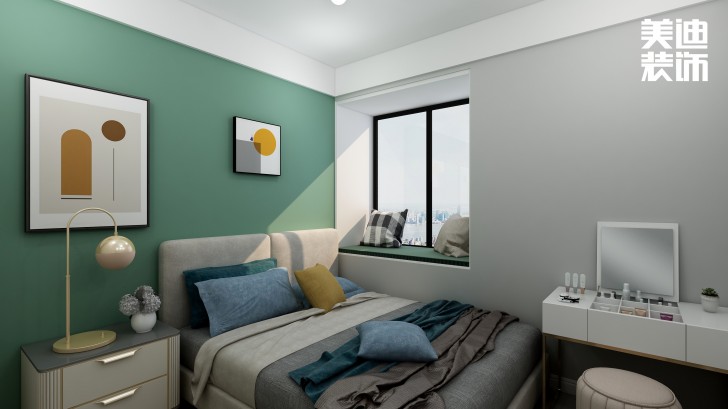 明發國際85㎡輕奢風格案例效果圖—臥室