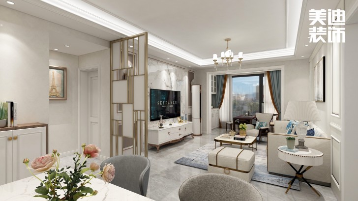 高鐵芯城120㎡法式風格案例效果圖—餐廳