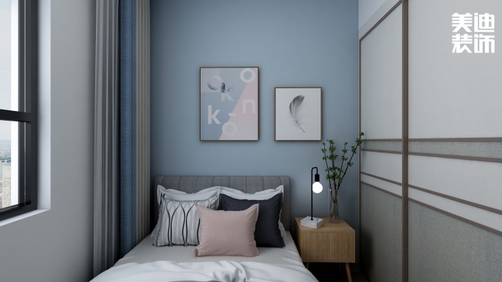 江山帝景95㎡北歐風格案例效果圖—臥室