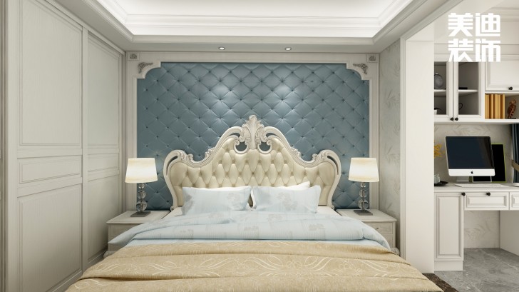 高鐵芯城120㎡法式風格案例效果圖—臥室