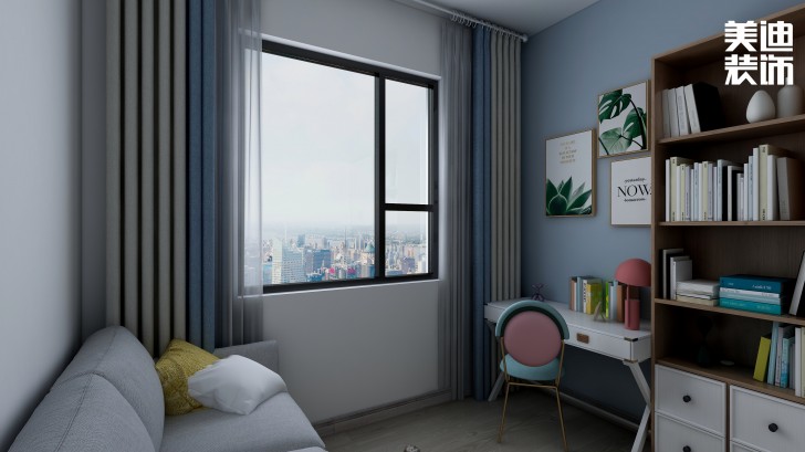 江山帝景95㎡北歐風格案例效果圖—書房