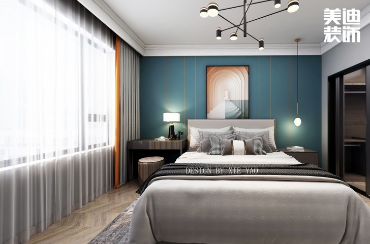 梅嶺國際180㎡現代輕奢風格案例效果圖—臥室