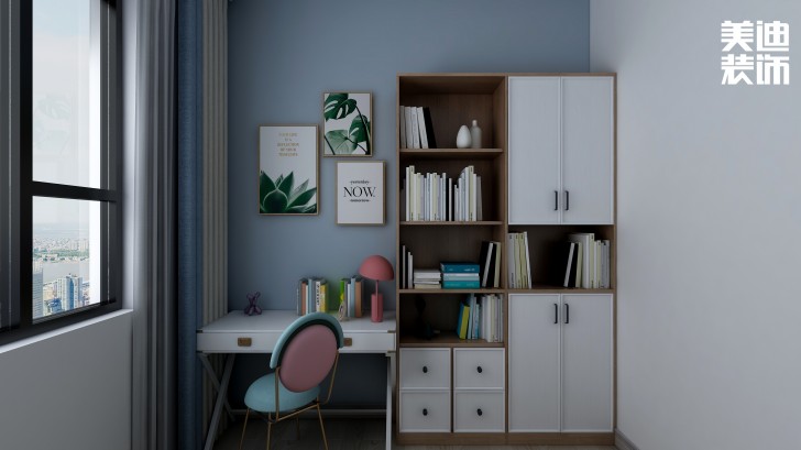 江山帝景95㎡北歐風格案例效果圖—書房