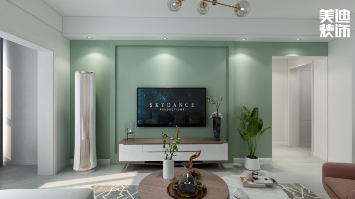 江山帝景95㎡北歐風格案例效果圖—客廳