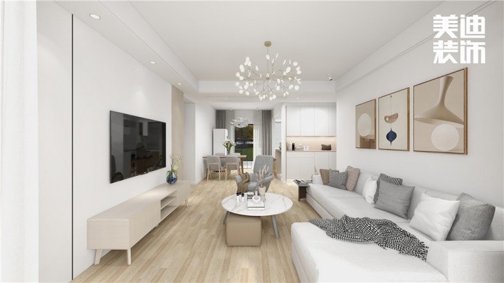 明昇壹城130㎡簡約風格案例效果圖—客廳