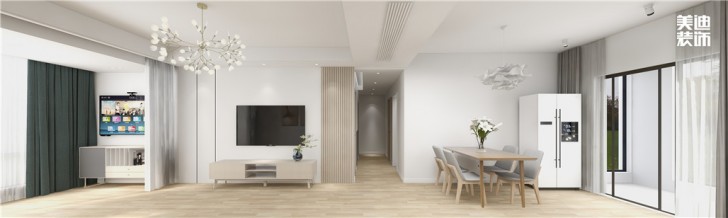 明昇壹城130㎡簡約風格案例效果圖—客廳