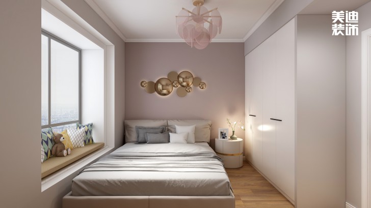平吉上苑82㎡北歐風格裝修案例效果圖—臥室