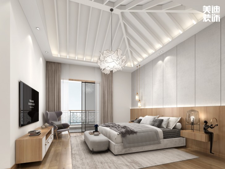 龍橋御園400㎡簡中風(fēng)格案例效果圖—客廳