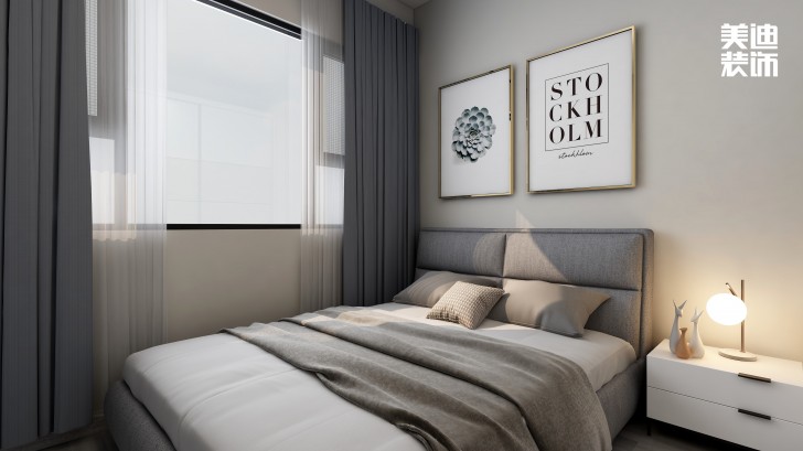 天麓尚層120㎡現(xiàn)代簡約風格案例效果圖—臥室