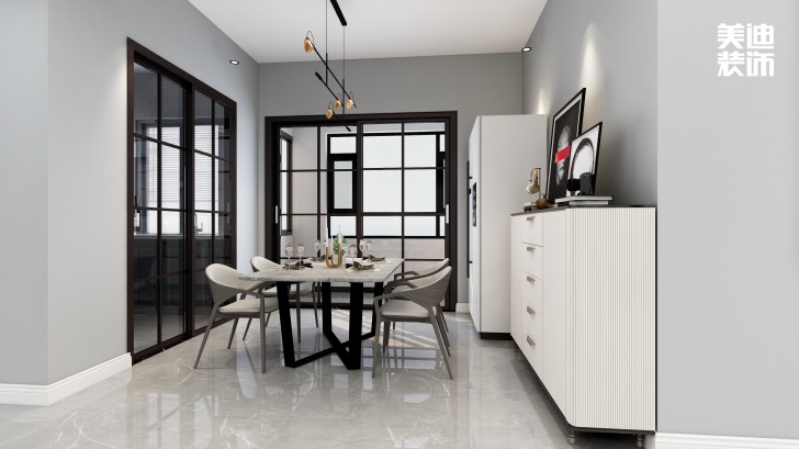 天麓尚層120㎡現(xiàn)代簡約風格案例效果圖—餐廳