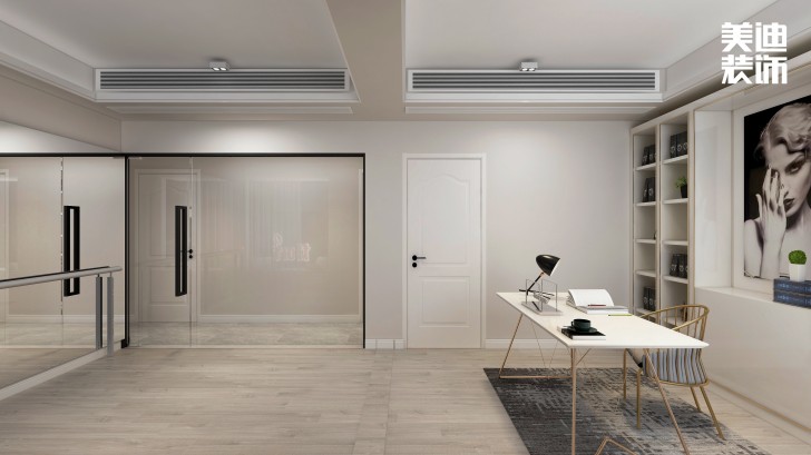 明昇壹城140㎡極簡風裝修案例效果圖-書房