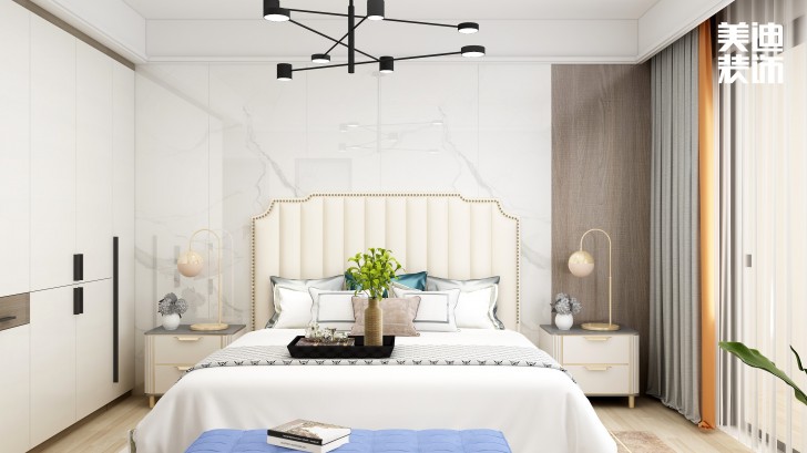 富灣國際320㎡現代輕奢風裝修案例效果圖-臥室