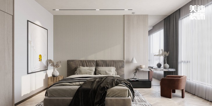 浪琴山680㎡現代極簡風裝修案例效果圖-臥室