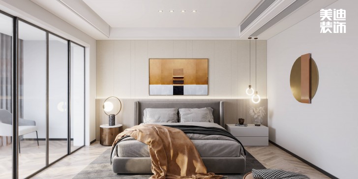浪琴山680㎡現代極簡風裝修案例效果圖-臥室