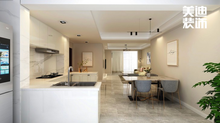 明昇壹城140㎡極簡風裝修案例效果圖-餐廳