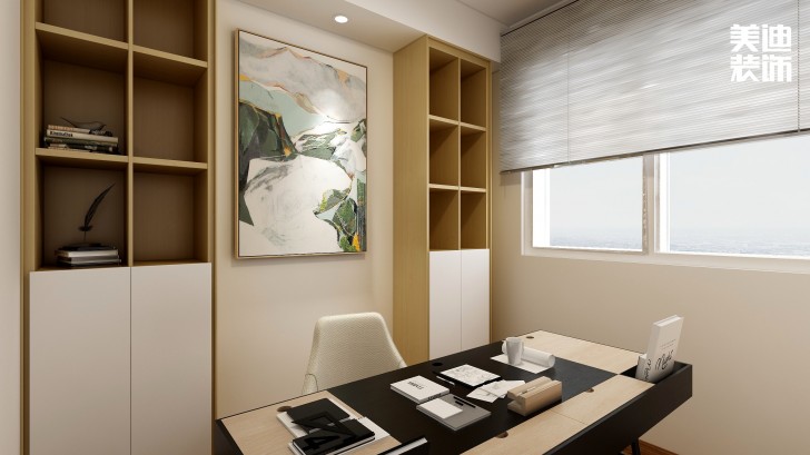 中鐵西江悅108㎡現代風裝修案例效果圖-書房