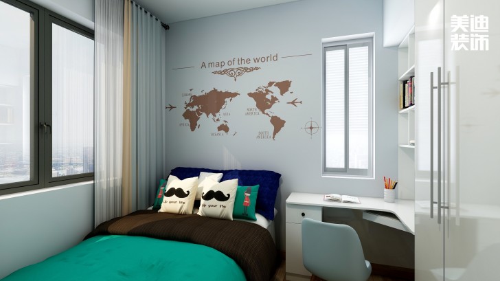 中鐵西江悅108㎡現代風裝修案例效果圖-臥室