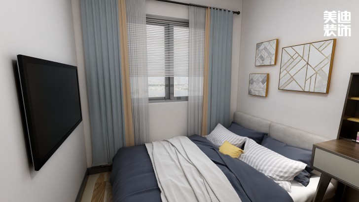 東璽門105㎡現代風裝修案例效果圖-臥室