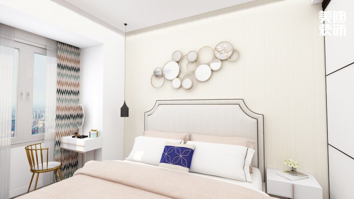 金鷹玖龍山89㎡現(xiàn)代黑白灰風(fēng)裝修案例效果圖-臥室