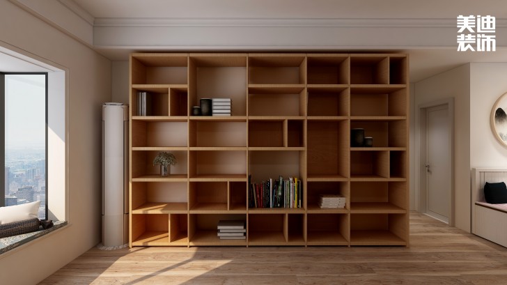 濱湖嘉苑75㎡自然風(fēng)裝修案例效果圖-書房