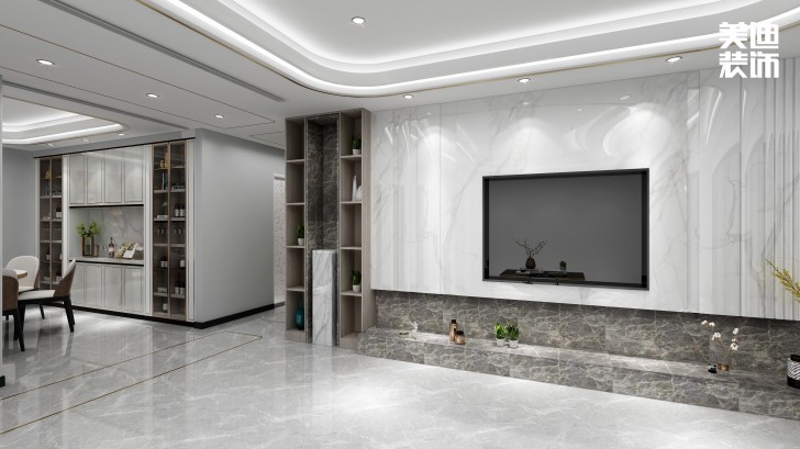 湘林小區(qū)180㎡現(xiàn)代風(fēng)裝修案例效果圖-客廳