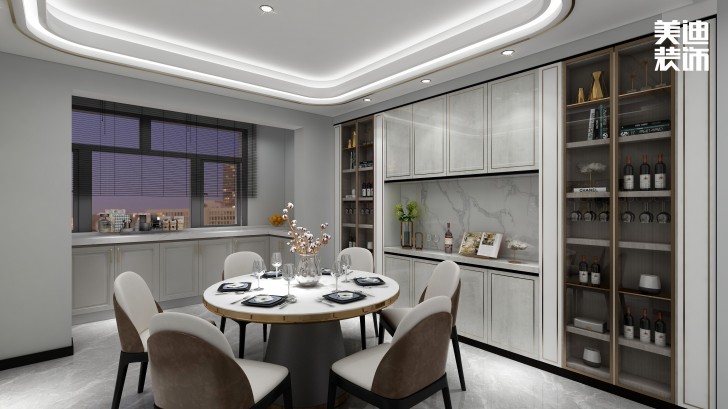 湘林小區(qū)180㎡現(xiàn)代風(fēng)裝修案例效果圖-餐廳