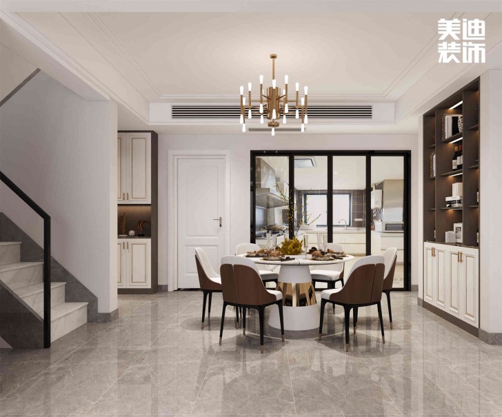 明昇壹城112㎡現代輕奢風裝修案例效果圖-餐廳