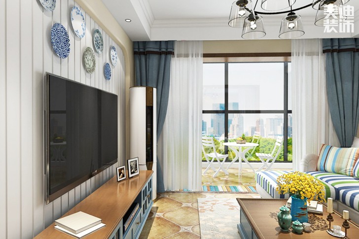 長房云時代117平米地中海風格裝修效果圖--客廳